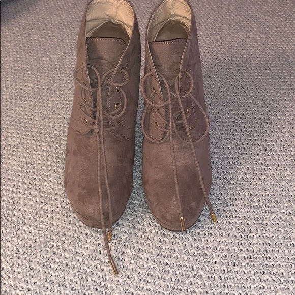 Forever 21 Brown Lace - Up Wedge Booties - Picture 2 of 3